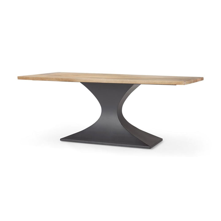 Dining Tables Maximus Light Brown Wood | Dark Gunmetal Dining Table