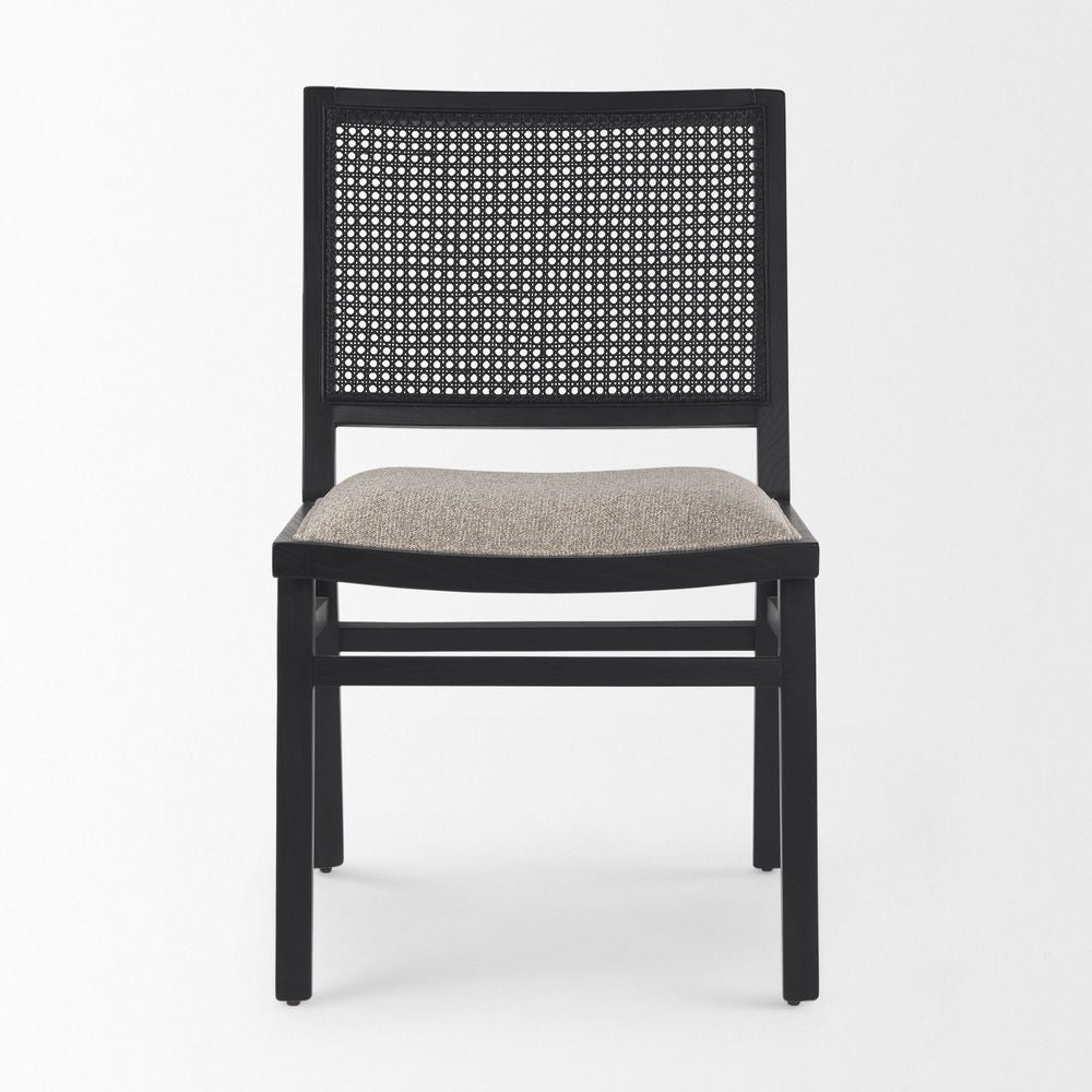 Salem Beige Fabric | Black Wood Dining Chair