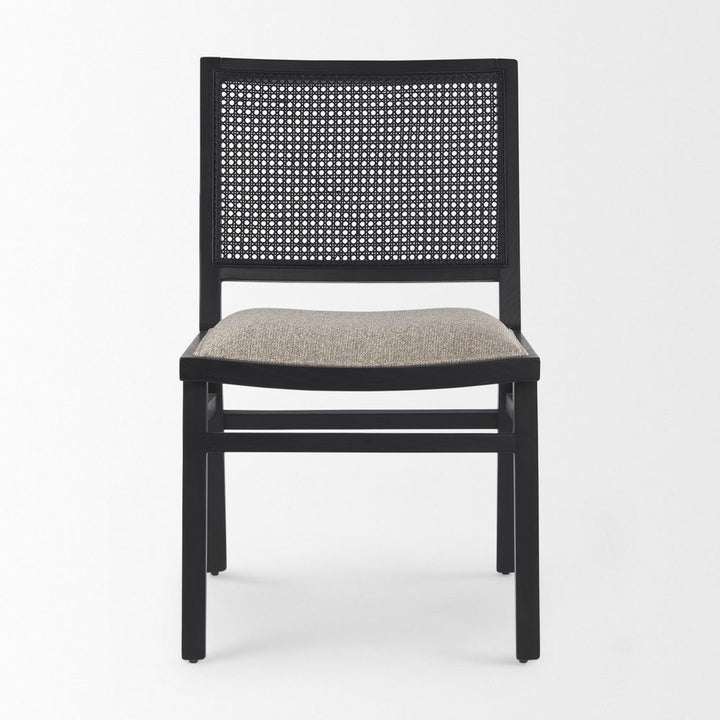Salem Beige Fabric | Black Wood Dining Chair