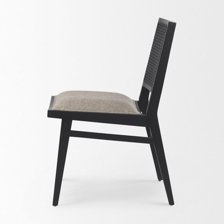 Salem Beige Fabric | Black Wood Dining Chair