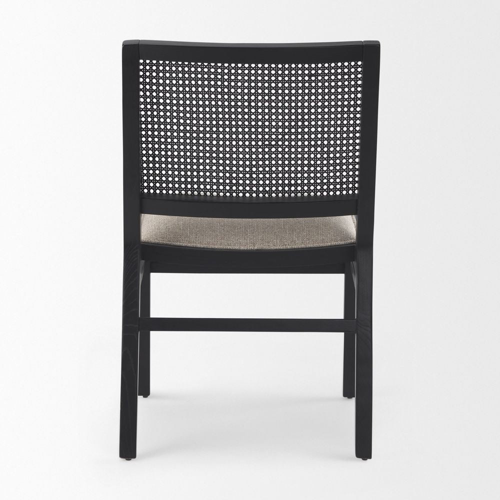 Salem Beige Fabric | Black Wood Dining Chair