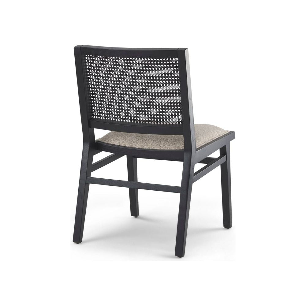 Salem Beige Fabric | Black Wood Dining Chair