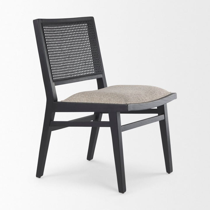 Salem Beige Fabric | Black Wood Dining Chair