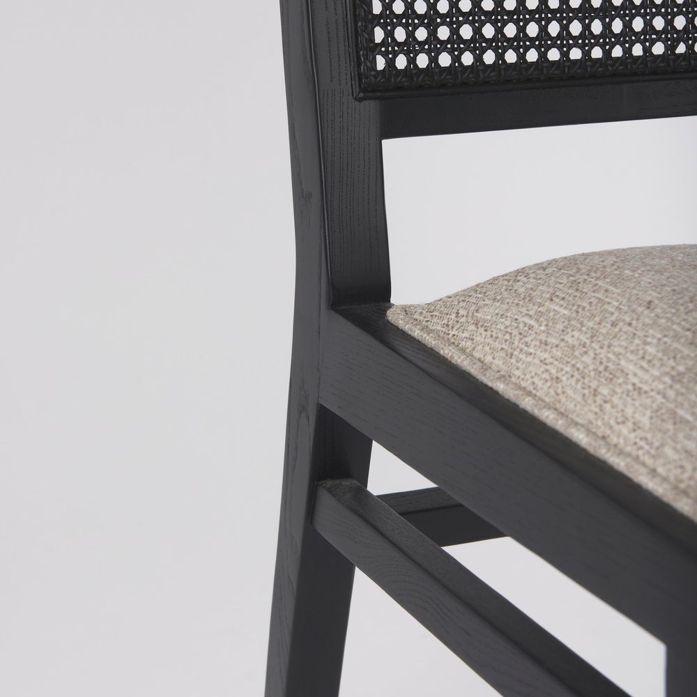 Salem Beige Fabric | Black Wood Dining Chair