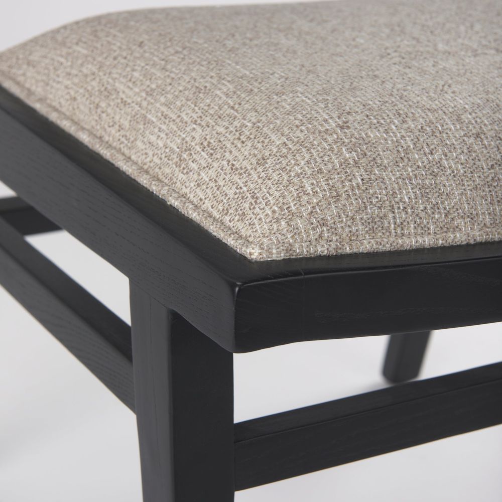 Salem Beige Fabric | Black Wood Dining Chair