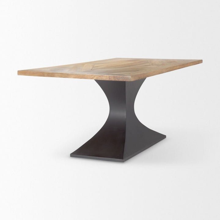 Maximus Light Brown Wood | Dark Gunmetal Dining Table