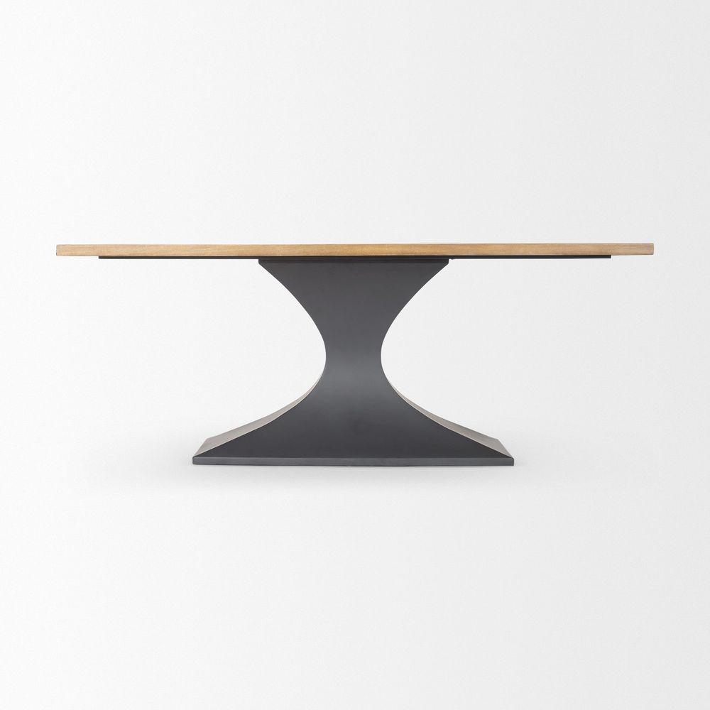 Maximus Light Brown Wood | Dark Gunmetal Dining Table