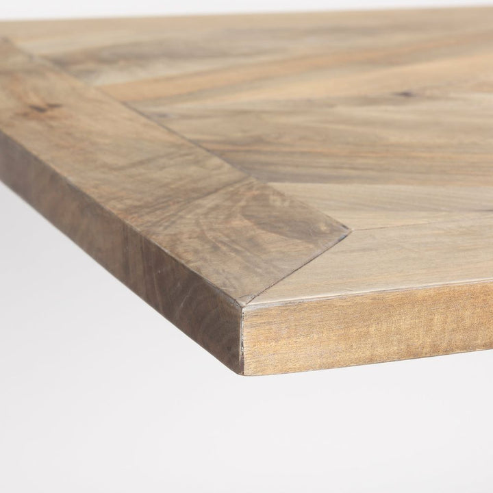 Maximus Light Brown Wood | Dark Gunmetal Dining Table