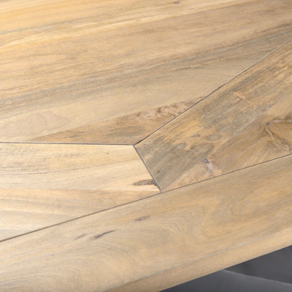 Maximus Light Brown Wood | Dark Gunmetal Dining Table