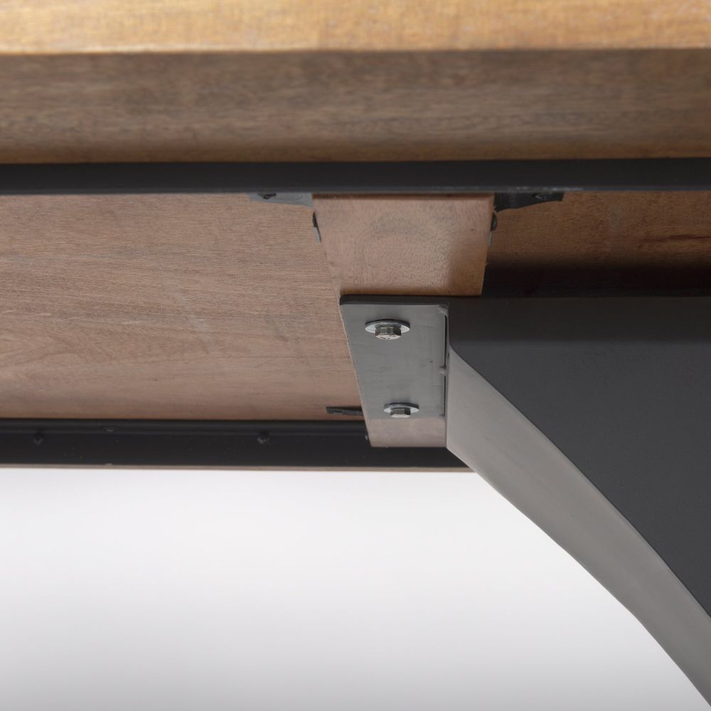 Maximus Light Brown Wood | Dark Gunmetal Dining Table