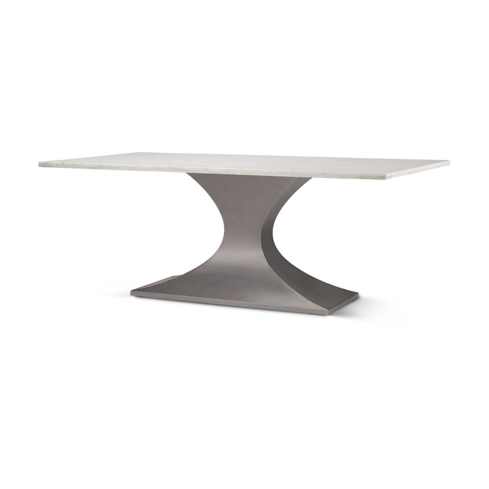 Maximus White Marble | Gunmetal Dining Table
