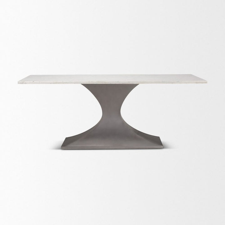 Maximus White Marble | Gunmetal Dining Table