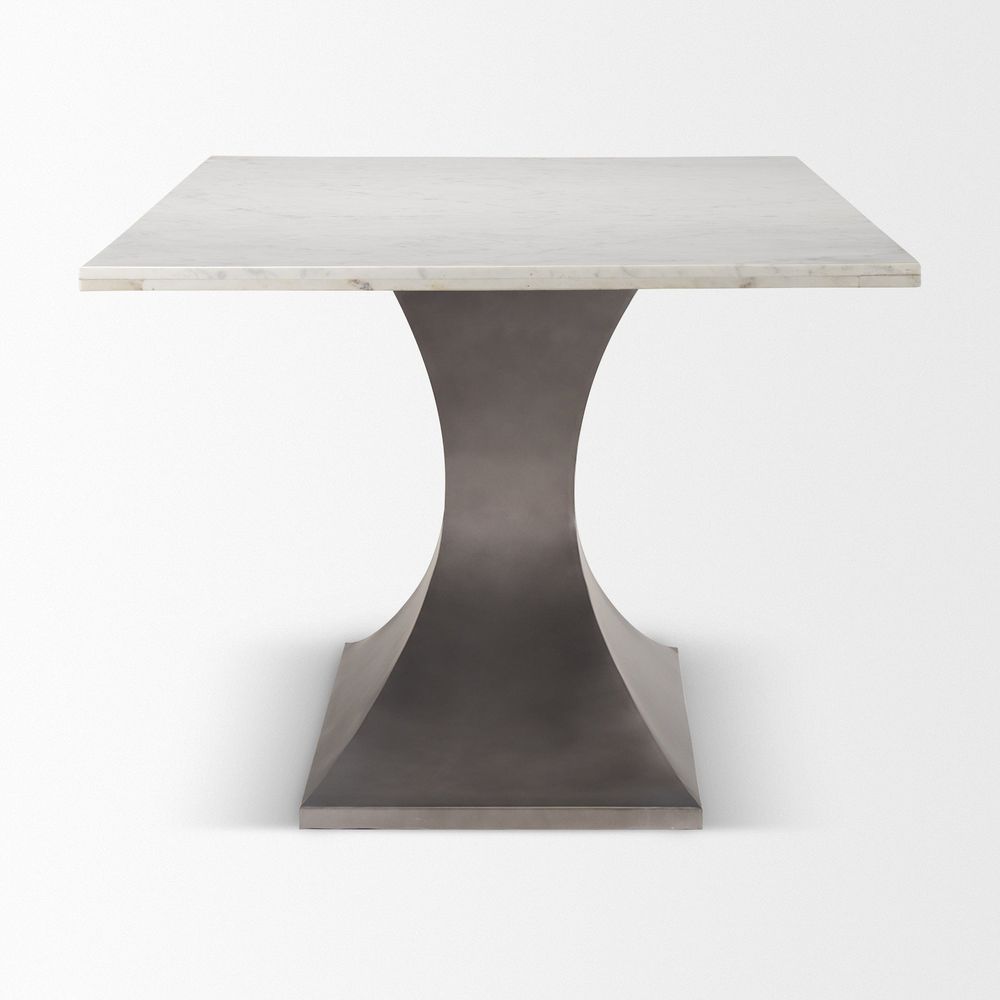 Maximus White Marble | Gunmetal Dining Table