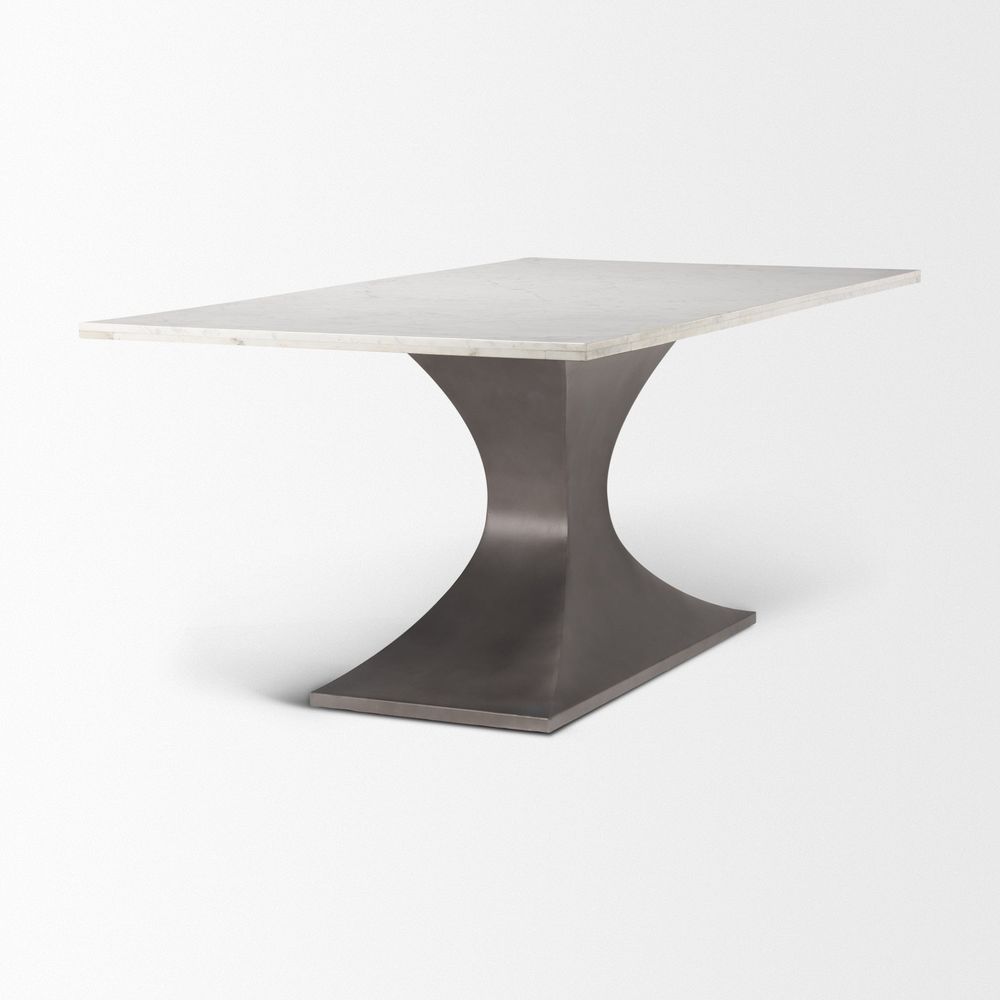 Maximus White Marble | Gunmetal Dining Table