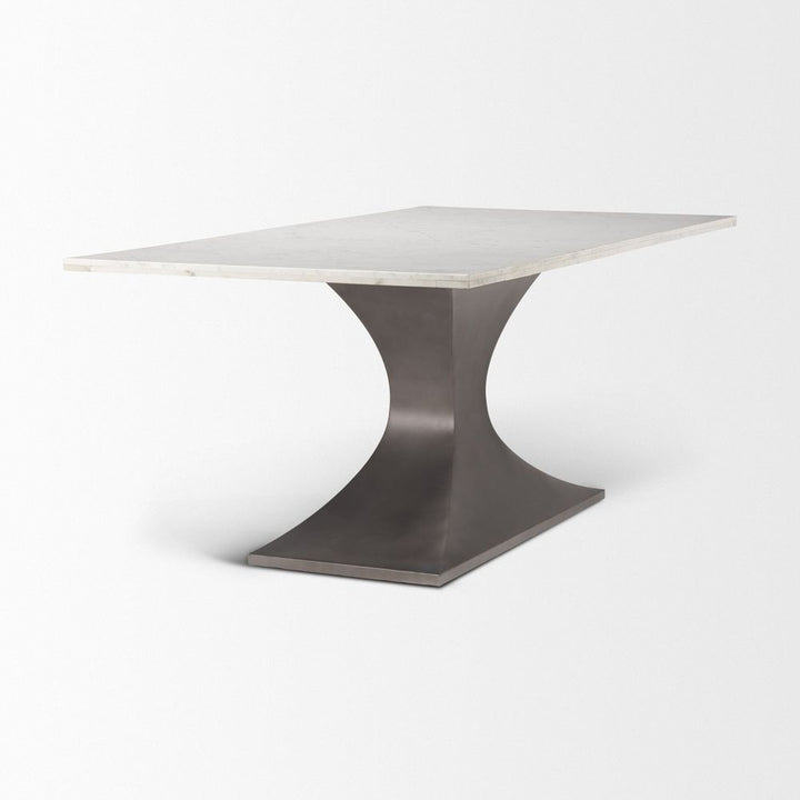 Maximus White Marble | Gunmetal Dining Table