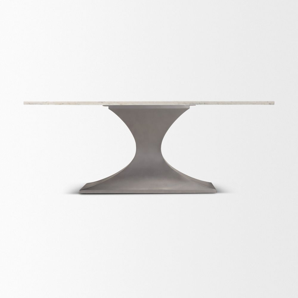 Maximus White Marble | Gunmetal Dining Table