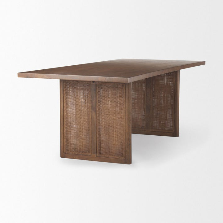 Dining Tables Sailor Medium Brown Wood | Cane Accent  Dining Table