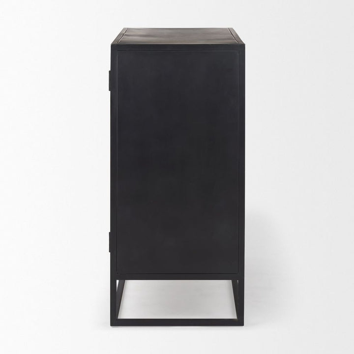 Garrick Black & Brown Wood | Black Metal Accent Cabinet