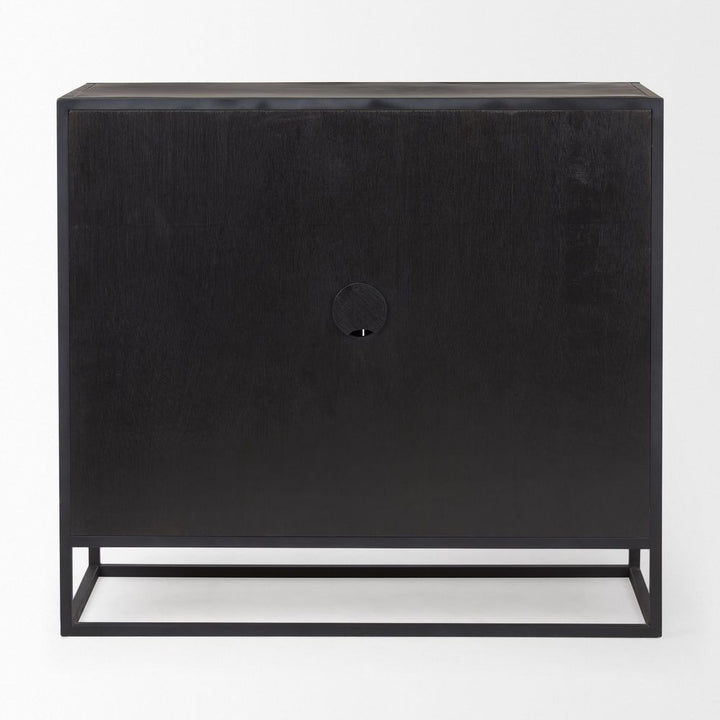 Garrick Black & Brown Wood | Black Metal Accent Cabinet