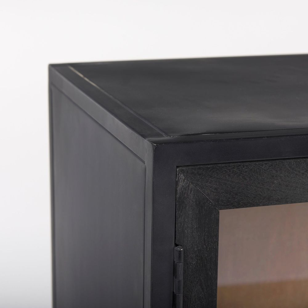 Garrick Black & Brown Wood | Black Metal Accent Cabinet