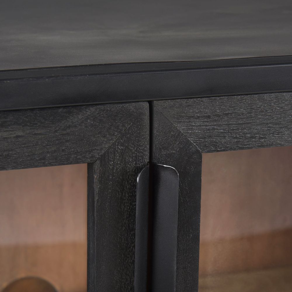 Garrick Black & Brown Wood | Black Metal Accent Cabinet
