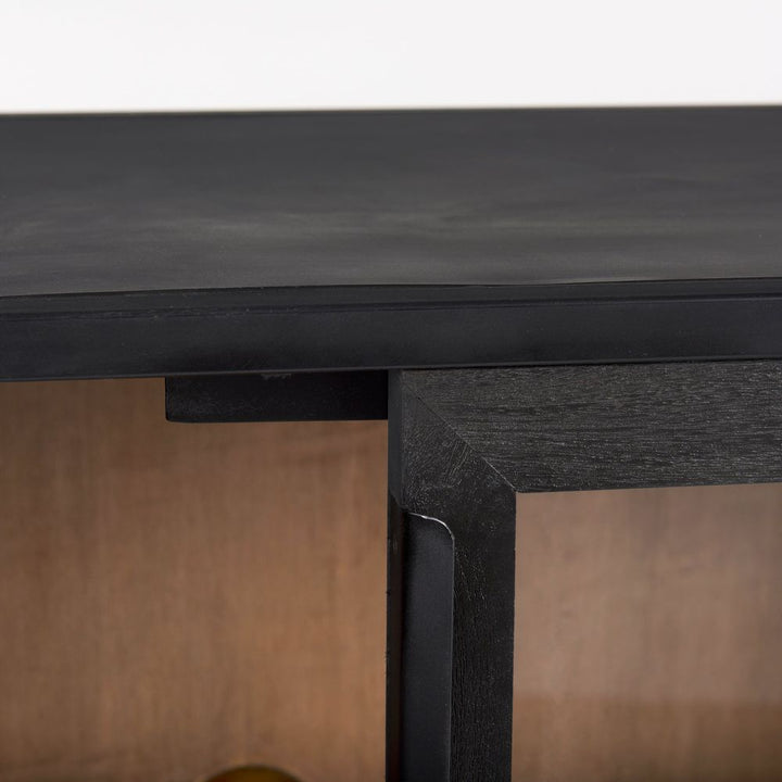 Garrick Black & Brown Wood | Black Metal Accent Cabinet