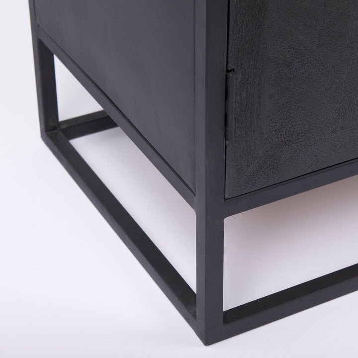 Garrick Black & Brown Wood | Black Metal Accent Cabinet