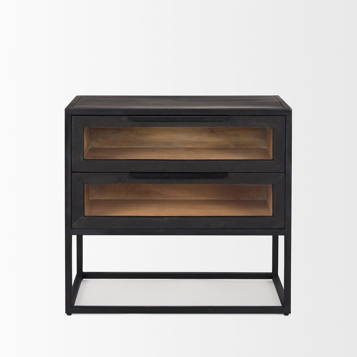 Garrick Black & Brown Wood | Black Metal End/Side Table