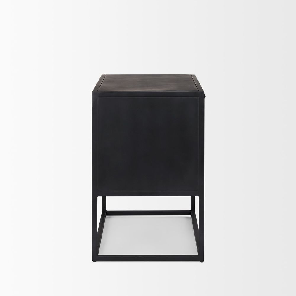 Garrick Black & Brown Wood | Black Metal End/Side Table