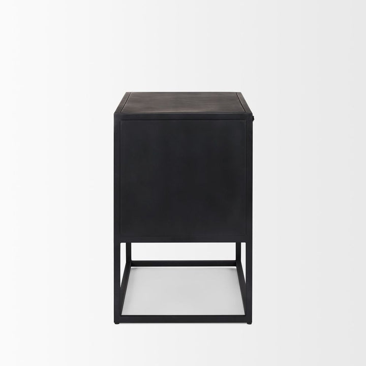 Garrick Black & Brown Wood | Black Metal End/Side Table