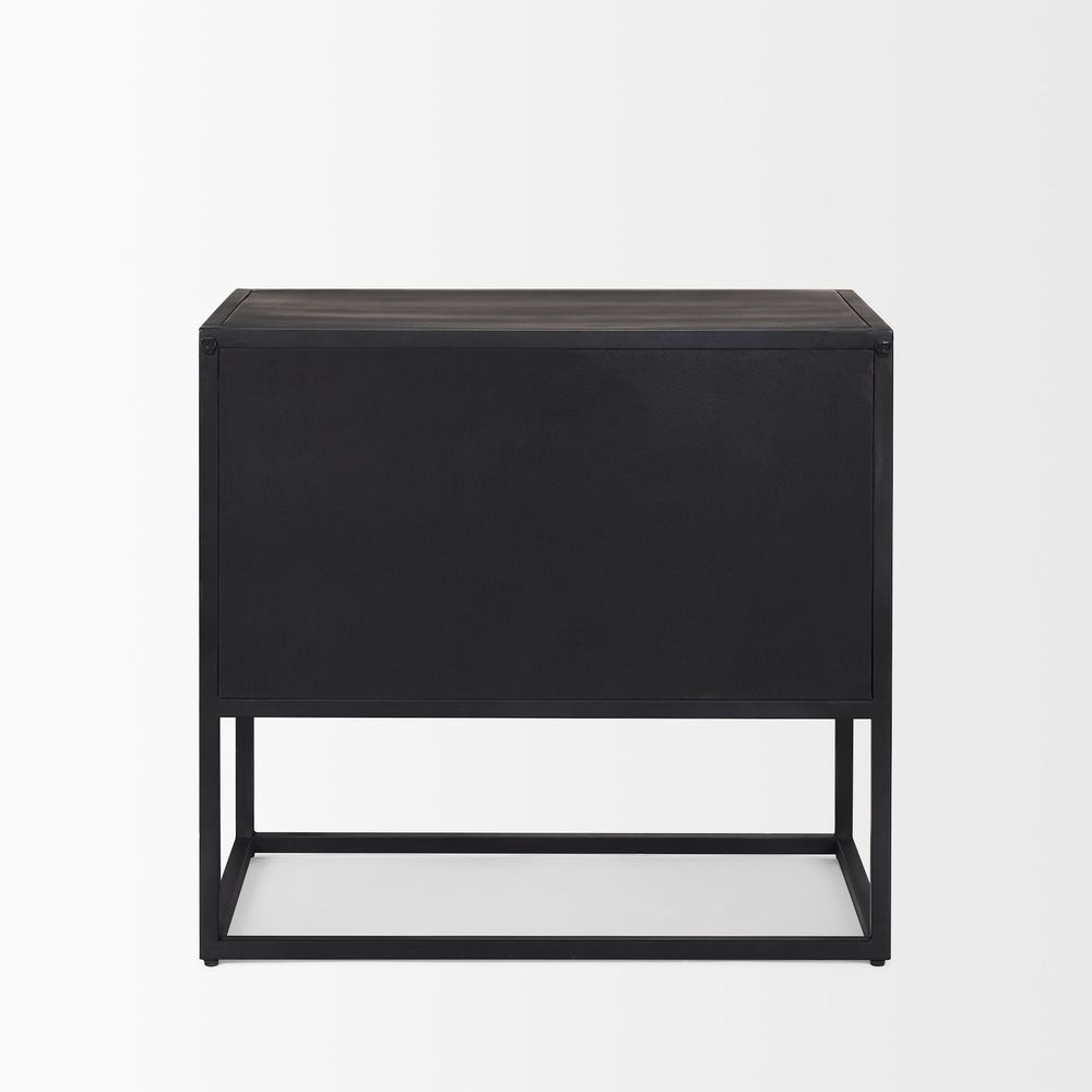 Garrick Black & Brown Wood | Black Metal End/Side Table
