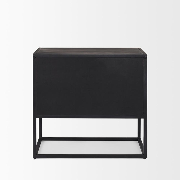 Garrick Black & Brown Wood | Black Metal End/Side Table