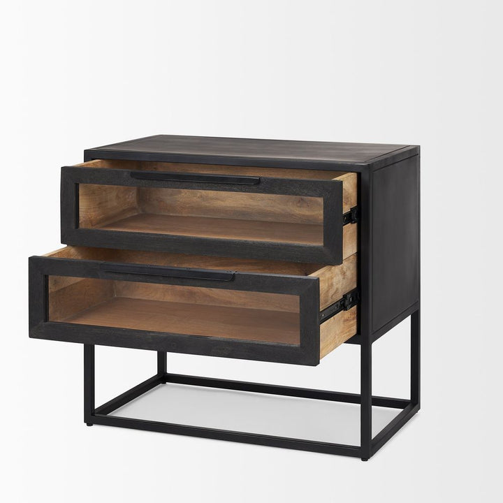 Garrick Black & Brown Wood | Black Metal End/Side Table