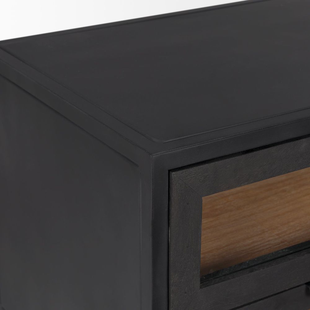 Garrick Black & Brown Wood | Black Metal End/Side Table