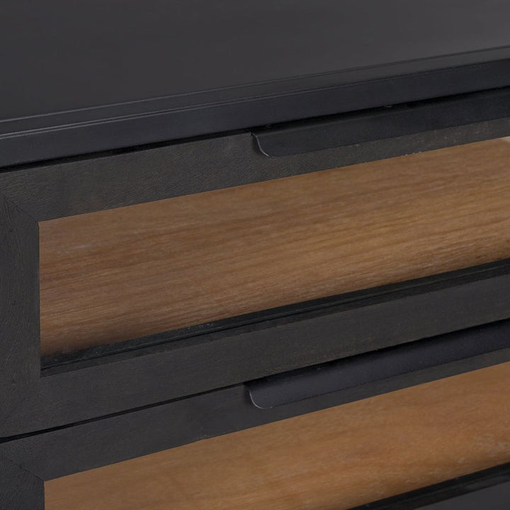 Garrick Black & Brown Wood | Black Metal End/Side Table