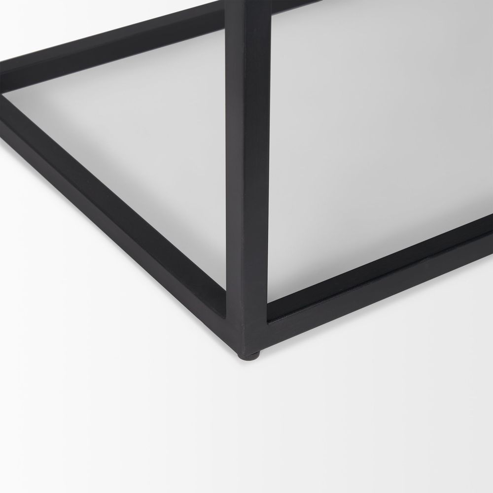 Garrick Black & Brown Wood | Black Metal End/Side Table