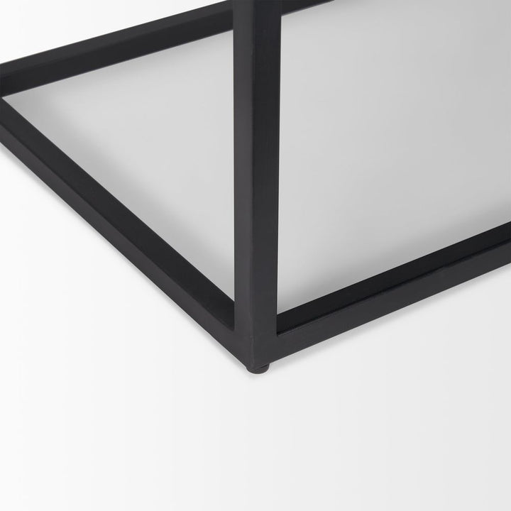 Garrick Black & Brown Wood | Black Metal End/Side Table