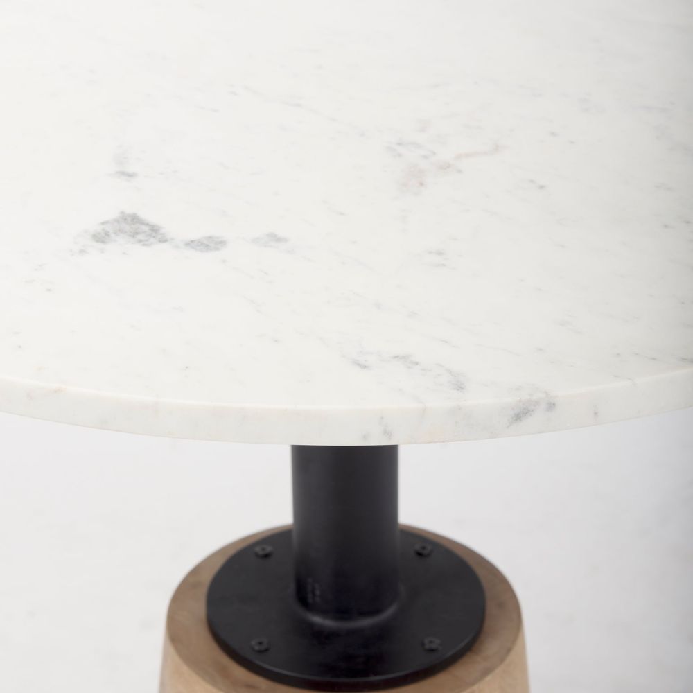 Fabian White Marble | Blonde Wood Dining Table