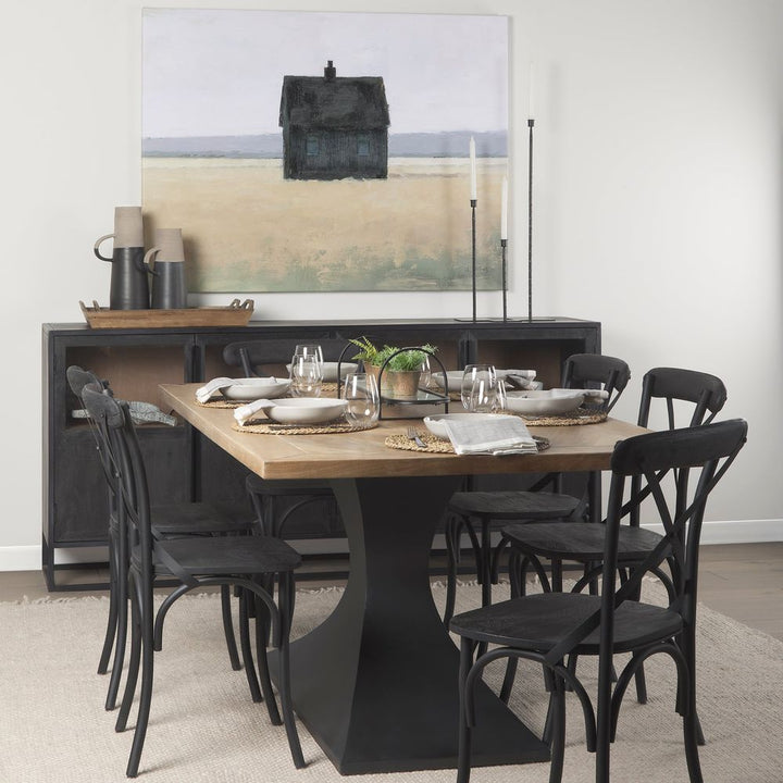 Dining Tables Maximus Light Brown Wood | Dark Gunmetal Dining Table