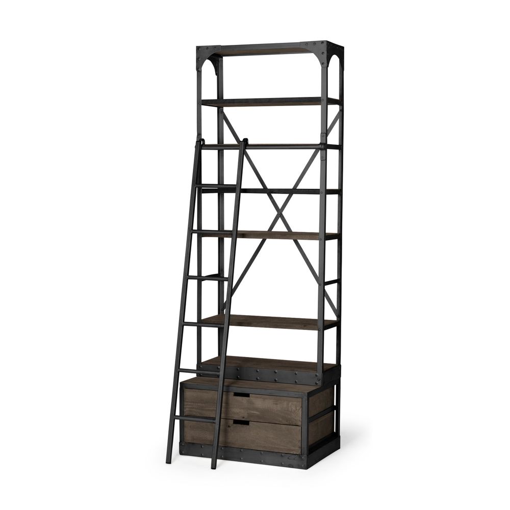 Bookcases & Etageres Clarendon Brown Wood | Gun Metal | 32L Shelving Unit