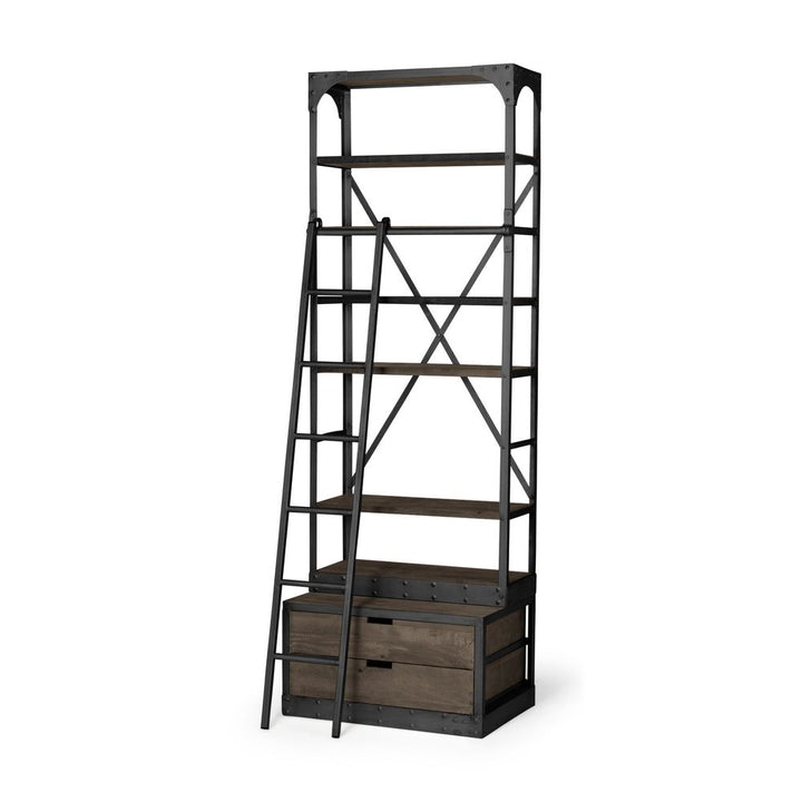 Bookcases & Etageres Clarendon Brown Wood | Gun Metal | 32L Shelving Unit