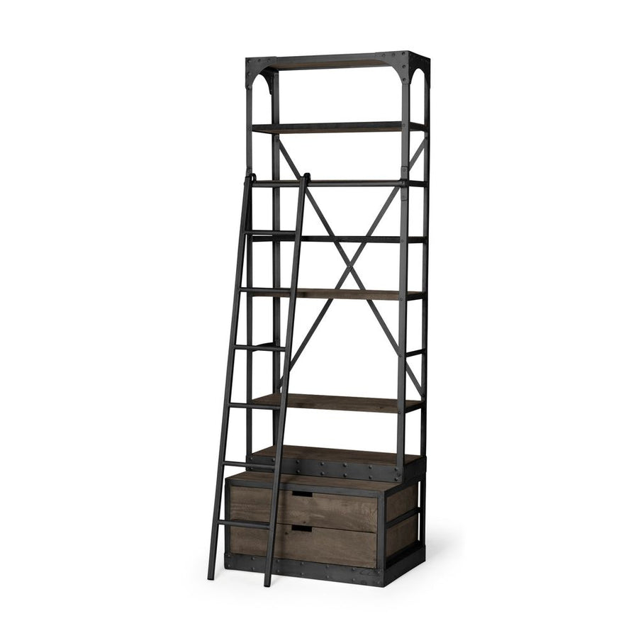 Bookcases & Etageres Clarendon Brown Wood | Gun Metal | 32L Shelving Unit