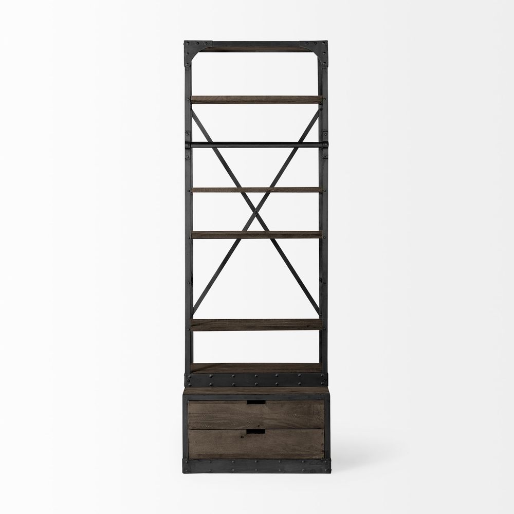 Bookcases & Etageres Clarendon Brown Wood | Gun Metal | 32L Shelving Unit