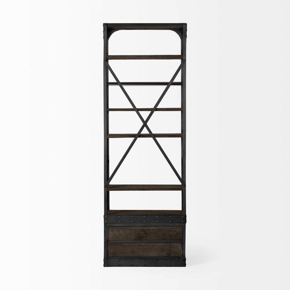 Bookcases & Etageres Clarendon Brown Wood | Gun Metal | 32L Shelving Unit