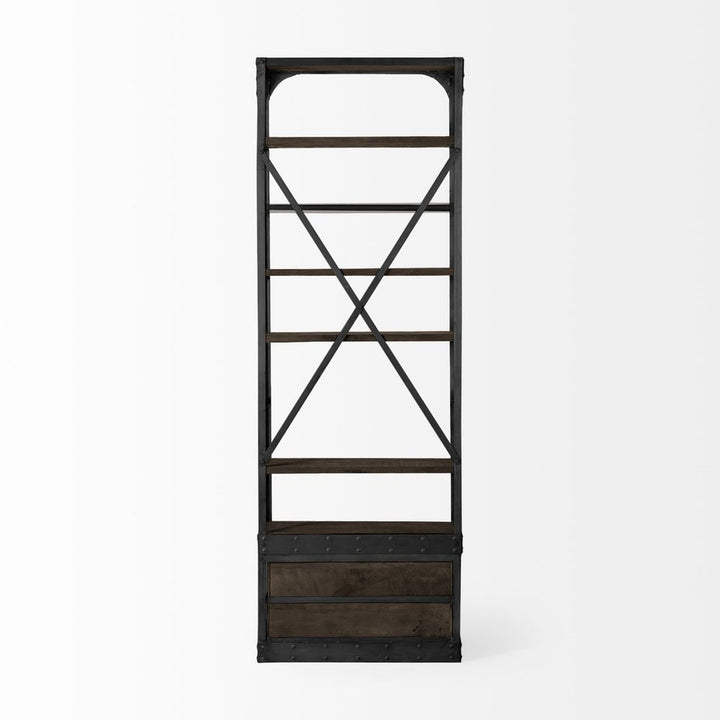 Bookcases & Etageres Clarendon Brown Wood | Gun Metal | 32L Shelving Unit