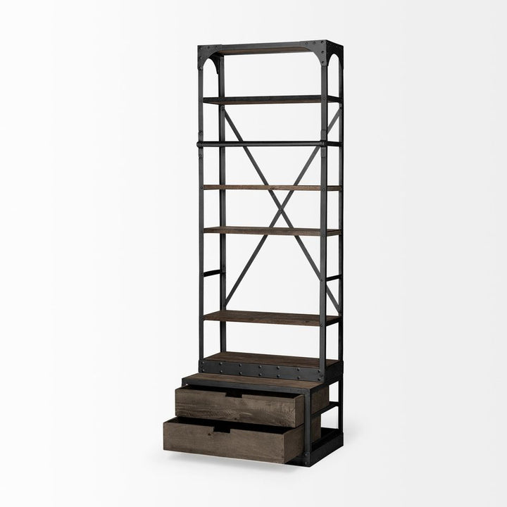 Clarendon Brown Wood | Gun Metal | 32L Shelving Unit