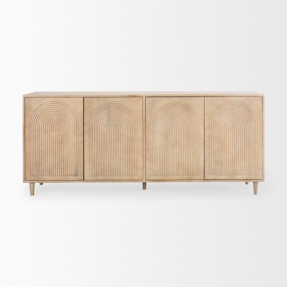 Sideboards & Credenzas Gerrick Light Brown Wood | 4 Door Sideboard