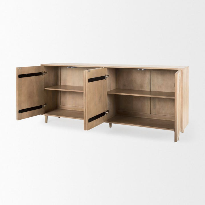 Gerrick Light Brown Wood | 4 Door Sideboard