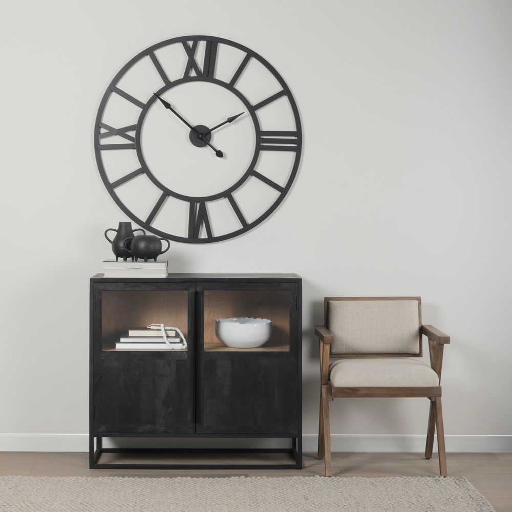 Garrick Black & Brown Wood | Black Metal Accent Cabinet