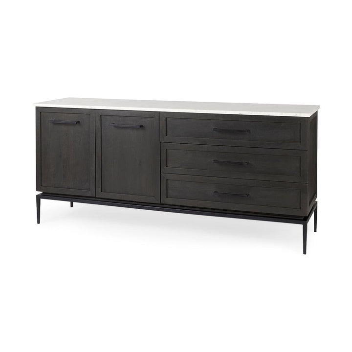 Sideboards & Credenzas Adeline White Marble | Dark Brown Wood Sideboard